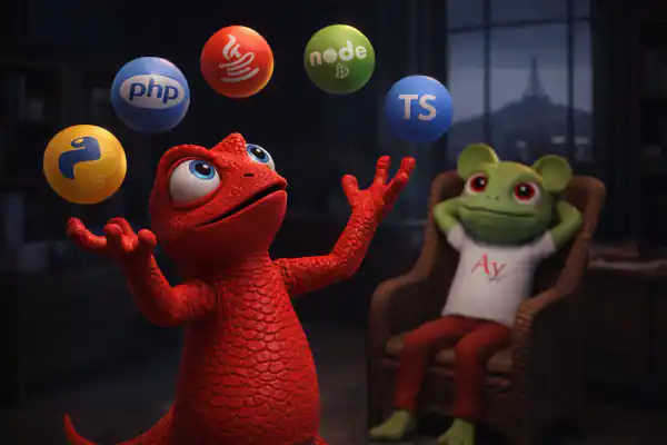 Jazyk pro programování SaaS; AI ilustrace