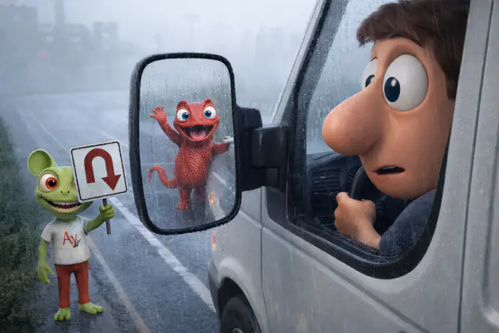 Řízení podle zpětného zrcátka